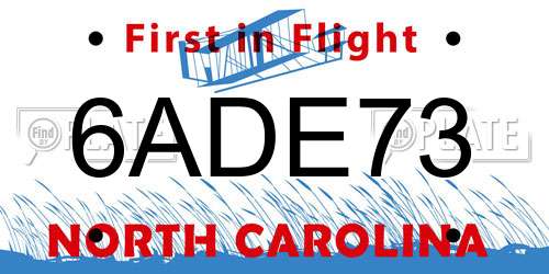 6ADE73 North Carolina License Plate
