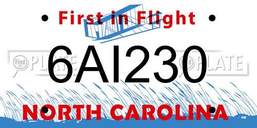 6AI230 North Carolina License Plate