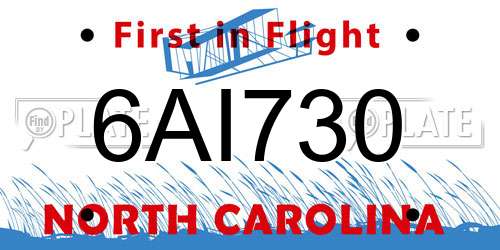 6AI730 North Carolina License Plate
