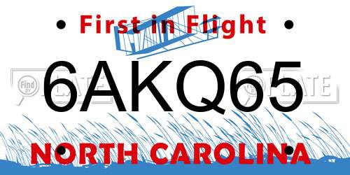 6AKQ65 North Carolina License Plate
