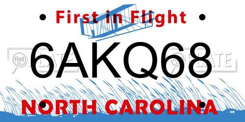 6AKQ68 North Carolina License Plate