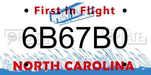 6B67B0 North Carolina License Plate