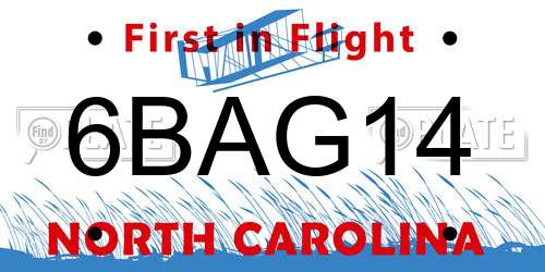 6BAG14 North Carolina License Plate