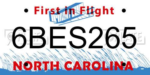 6BES265 North Carolina License Plate