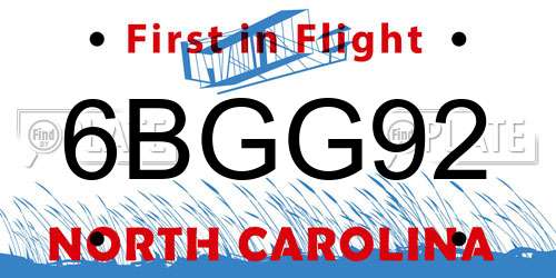 6BGG92 North Carolina License Plate