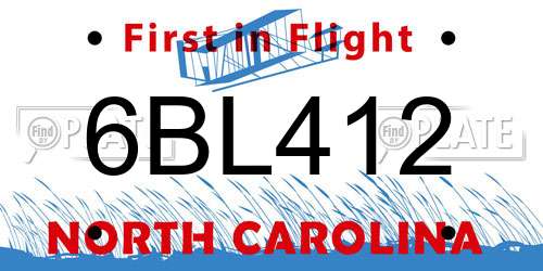 6BL412 North Carolina License Plate