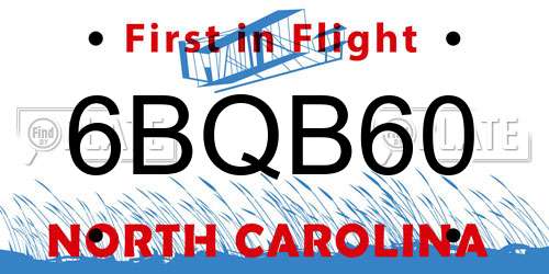 6BQB60 North Carolina License Plate