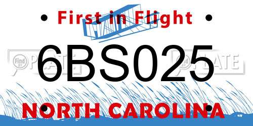 6BS025 North Carolina License Plate