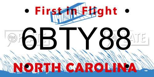 6BTY88 North Carolina License Plate