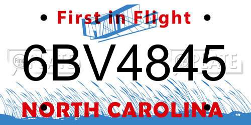 6BV4845 North Carolina License Plate