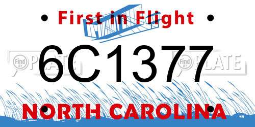 6C1377 North Carolina License Plate