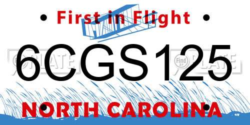 6CGS125 North Carolina License Plate