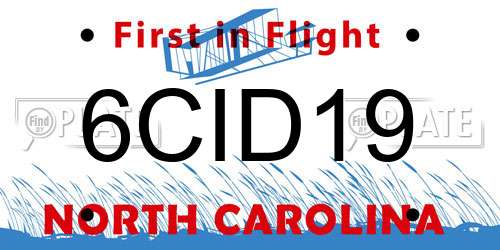 6CID19 North Carolina License Plate