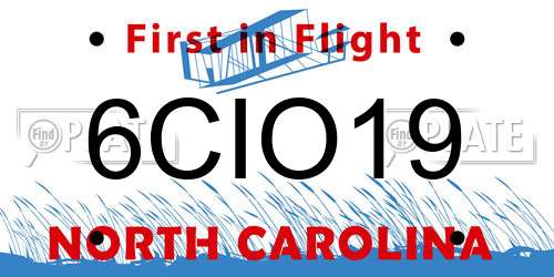 6CIO19 North Carolina License Plate