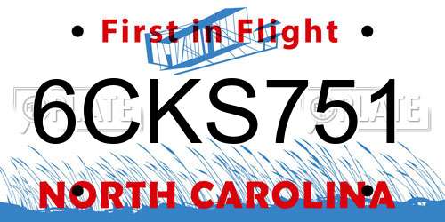 6CKS751 North Carolina License Plate