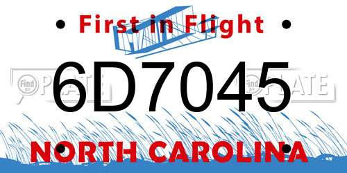 6D7045 North Carolina License Plate