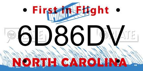 6D86DV North Carolina License Plate