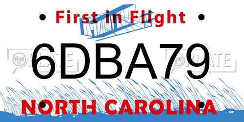 6DBA79 North Carolina License Plate
