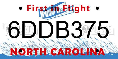 6DDB375 North Carolina License Plate