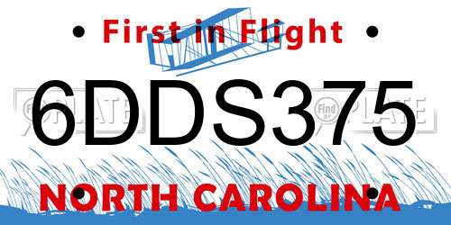 6DDS375 North Carolina License Plate