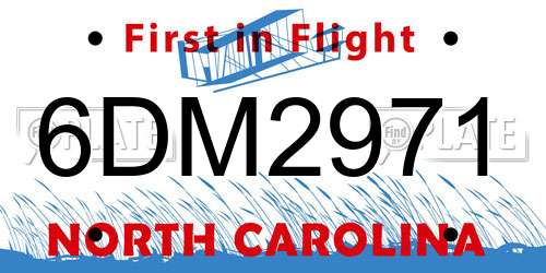 6DM2971 North Carolina License Plate