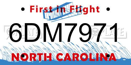 6DM7971 North Carolina License Plate