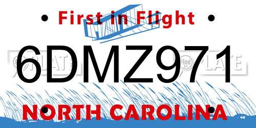 6DMZ971 North Carolina License Plate