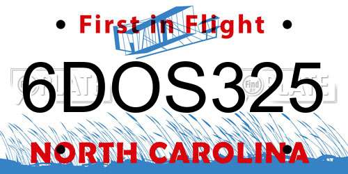 6DOS325 North Carolina License Plate