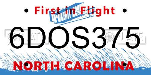 6DOS375 North Carolina License Plate