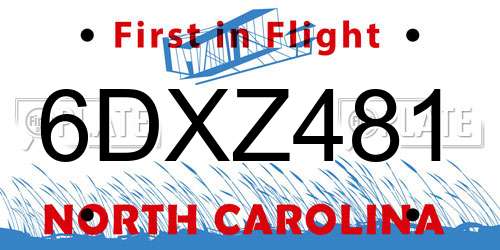 6DXZ481 North Carolina License Plate