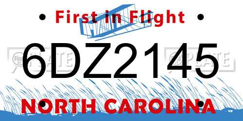 6DZ2145 North Carolina License Plate