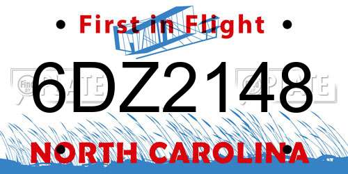 6DZ2148 North Carolina License Plate