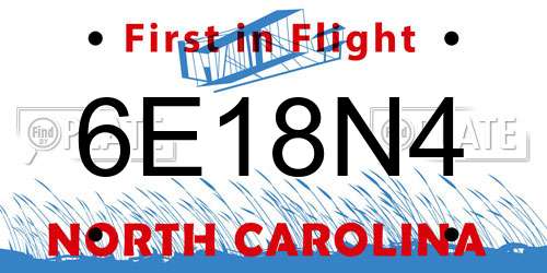 6E18N4 North Carolina License Plate