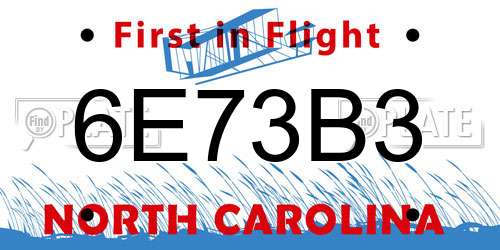 6E73B3 North Carolina License Plate