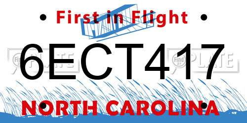 6ECT417 North Carolina License Plate