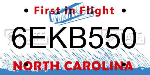 6EKB550 North Carolina License Plate