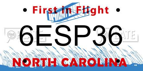 6ESP36 North Carolina License Plate