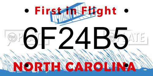 6F24B5 North Carolina License Plate