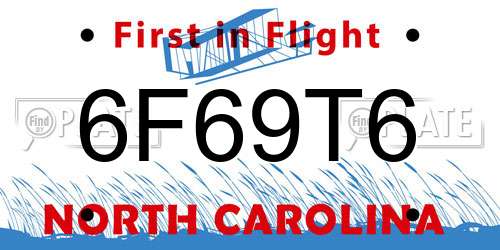 6F69T6 North Carolina License Plate