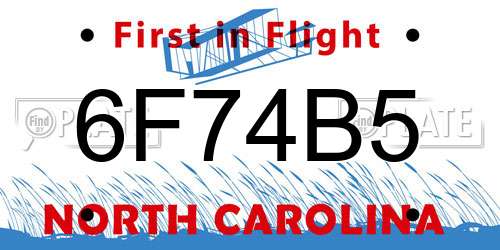 6F74B5 North Carolina License Plate