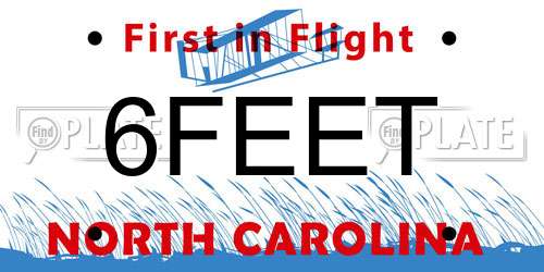 6FEET North Carolina License Plate