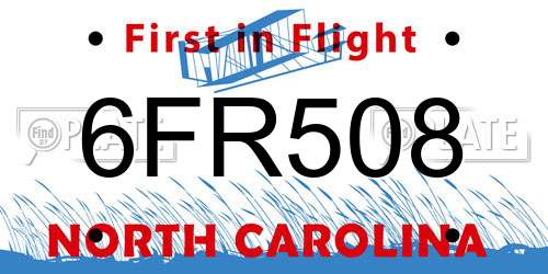 6FR508 North Carolina License Plate