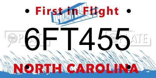 6FT455 North Carolina License Plate
