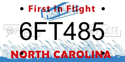 6FT485 North Carolina License Plate