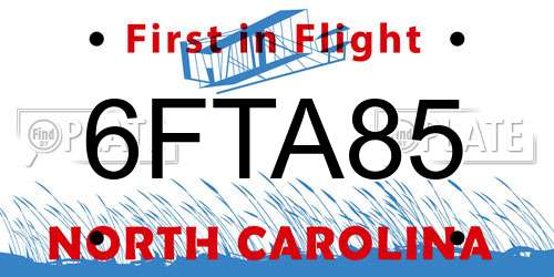 6FTA85 North Carolina License Plate