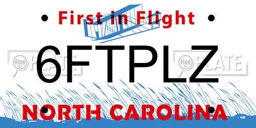 6FTPLZ North Carolina License Plate