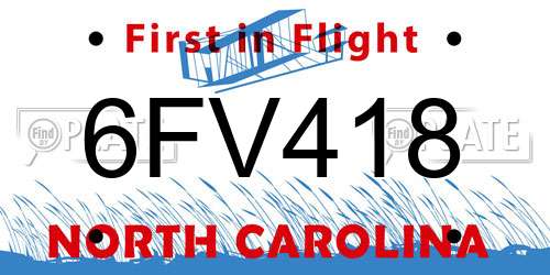 6FV418 North Carolina License Plate