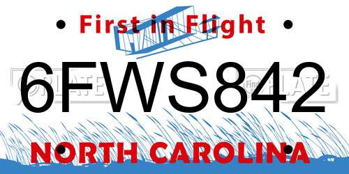 6FWS842 North Carolina License Plate