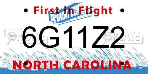6G11Z2 North Carolina License Plate