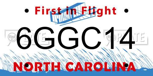 6GGC14 North Carolina License Plate